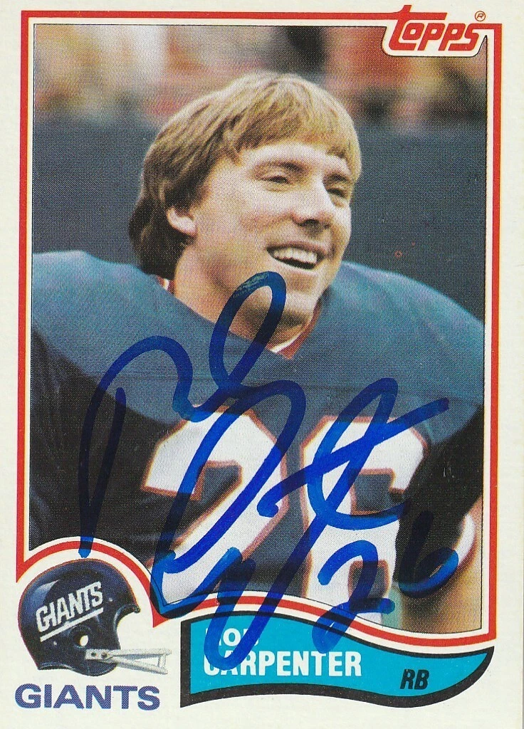 ROB CARPENTER NEW YORK GIANTS  SIGNED 1982 TOPPS CARD #417
