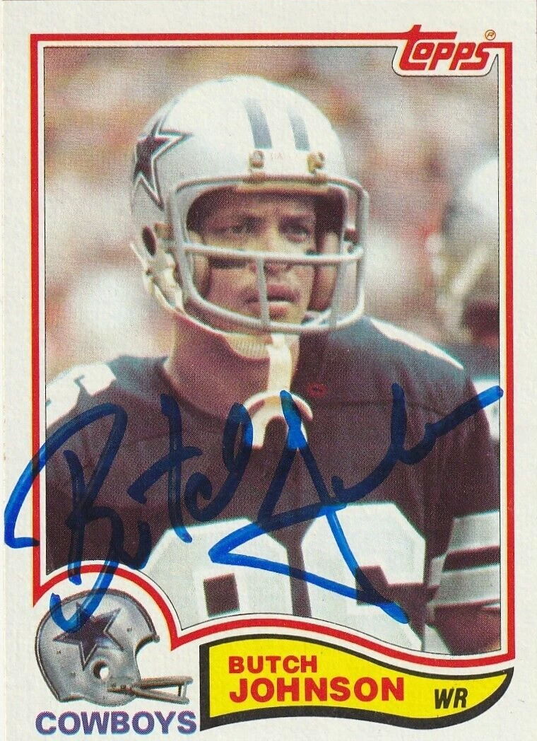 BUTCH JOHNSON DALLAS COWBOYS  SIGNED 1982 TOPPS CARD #317