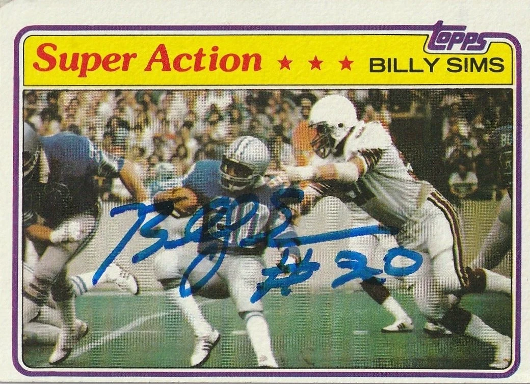 BILLY SIMS DETROIT LIONS  SIGNED 1981 TOPPS ROOKIE CARD #473