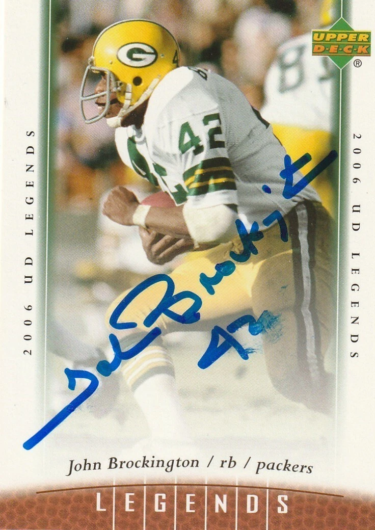JOHN BROCKINGTON GREEN BAY PACKERS  SIGNED 2006 UPPER DECK LEGENDS CARD #99