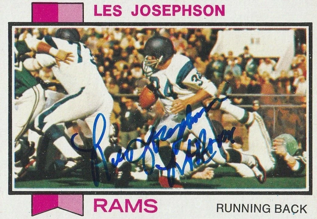 LES JOSEPHSON LOS ANGELES RAMS  SIGNED 1973 TOPPS CARD #41
