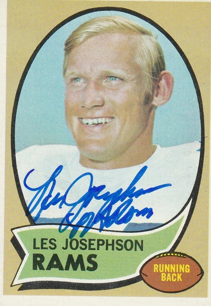 LES JOSEPHSON LOS ANGELES RAMS  SIGNED 1970 TOPPS CARD #253