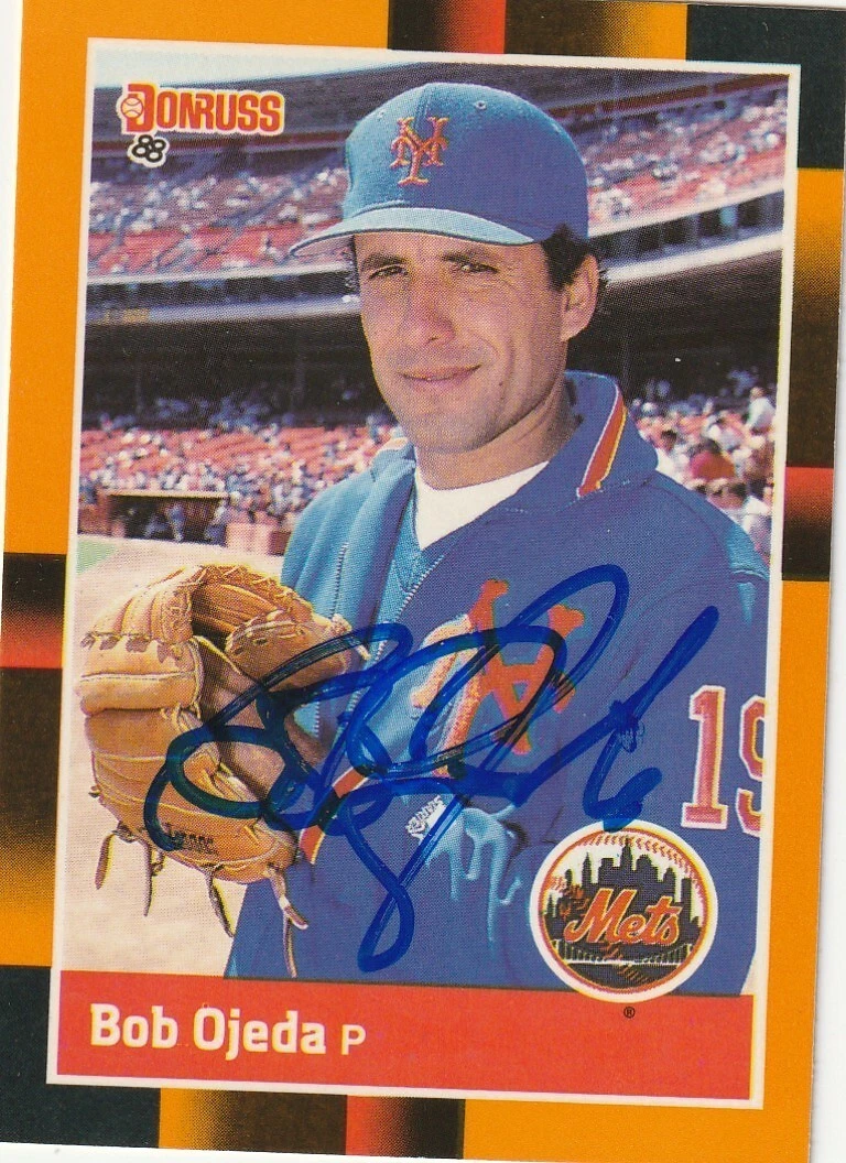 BOB OJEDA NEW YORK METS  SIGNED 1988 DONRUSS BASEBALLS BEST CARD #238
