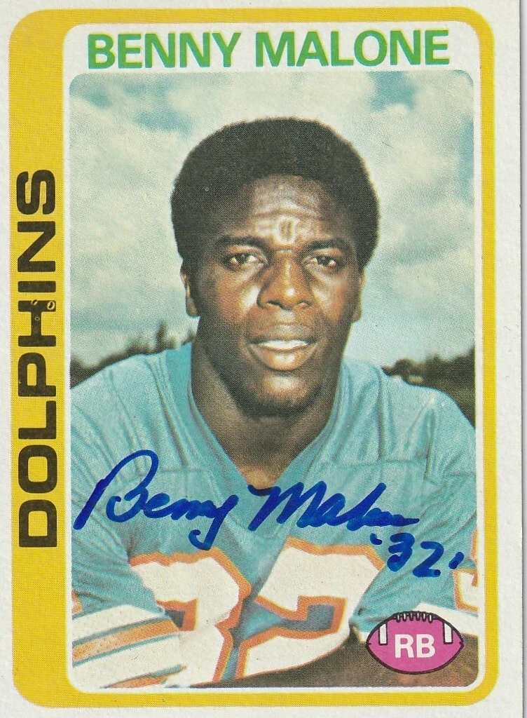 BENNY MALONE MIAMI DOLPHINS  SIGNED 1978 TOPPS CARD #493