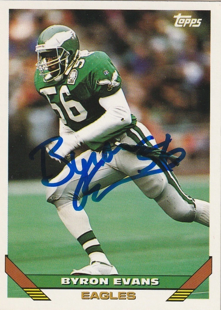 BYRON EVANS PHILADELPHIA EAGLES  SIGNED 1993 TOPPS CARD #325
