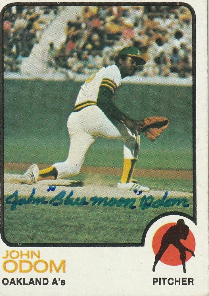 JOHN ODOM OAKLAND A'S  SIGNED 1973 TOPPS CARD #315