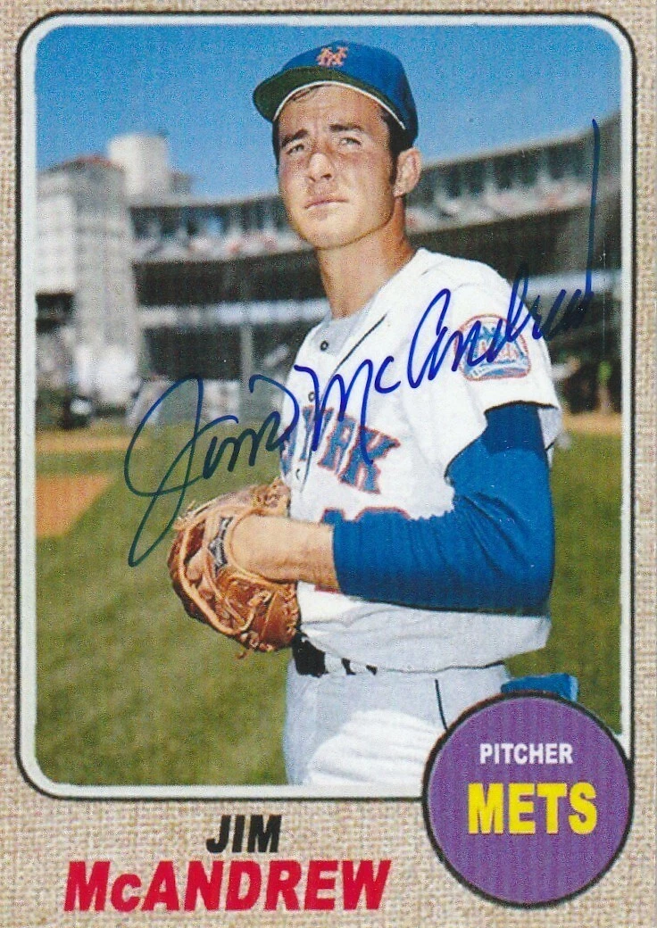 JIM MCANDREW  NEW YORK METS  1968 STYLE SIGNED CUSTOM BASEBALL CARD
