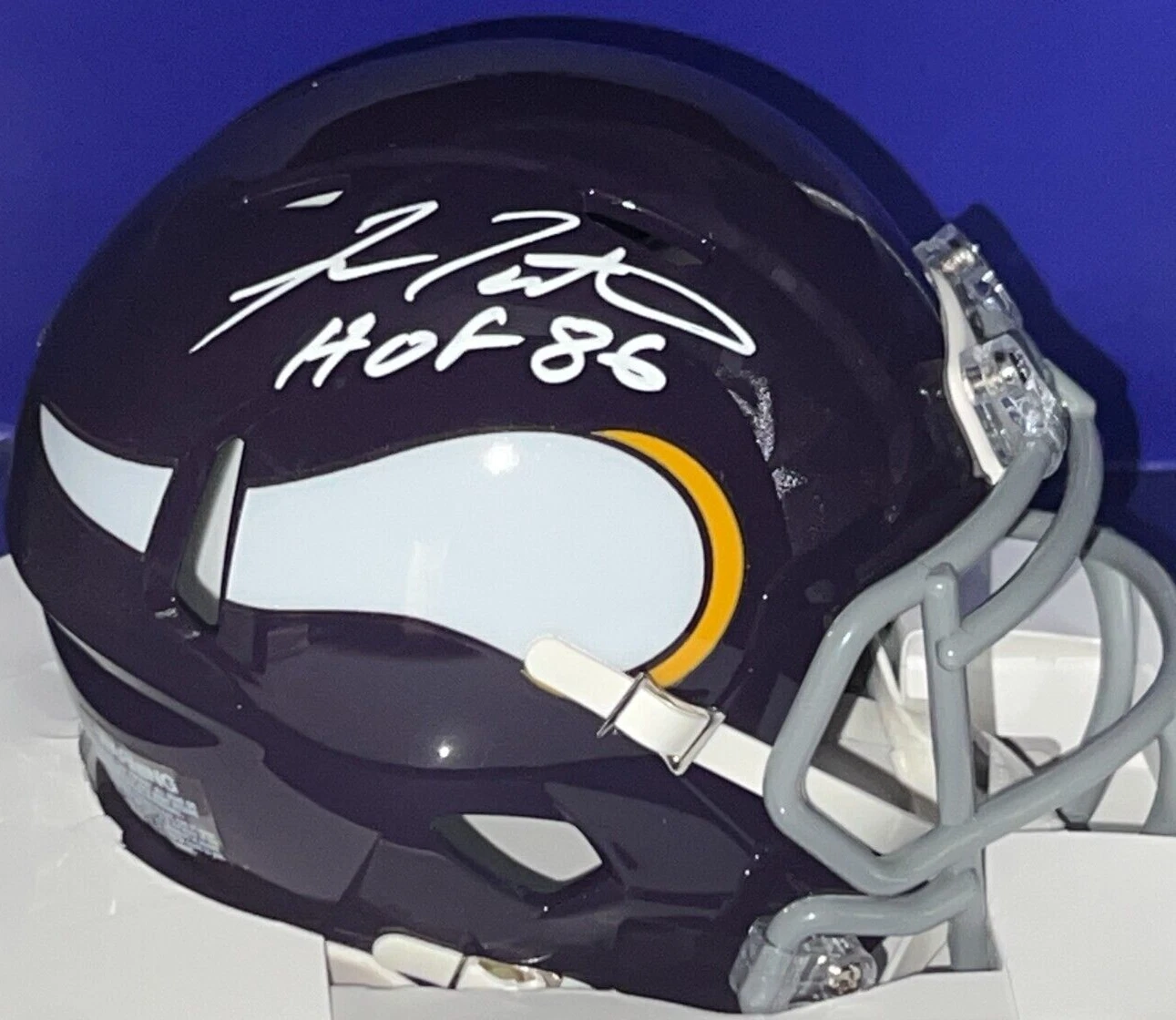 FRAN TARKENTON MINNESOTA VIKINGS HOF 86  SIGNED SPEED MINI HELMET