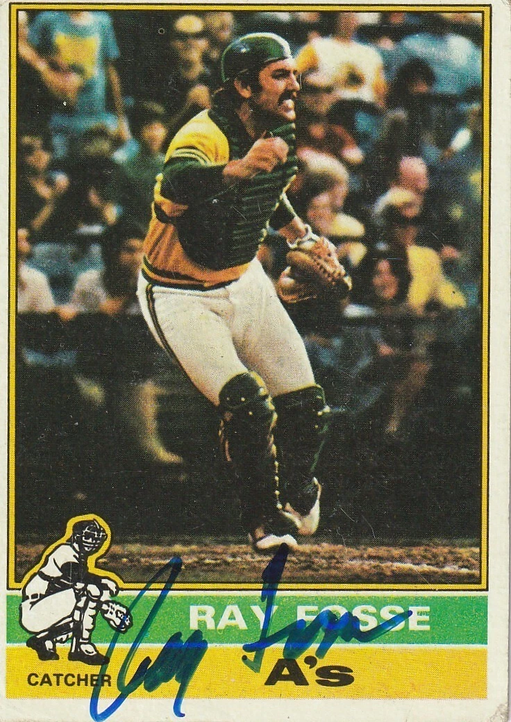 RAY FOSSE OAKLAND A'S   SIGNED 1976 TOPPS CARD #554
