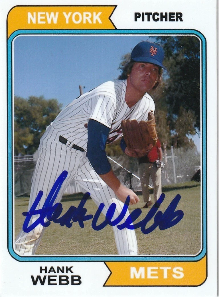 HANK WEBB NEW YORK METS SIGNED 1974 STYLE CUSTOM CARD
