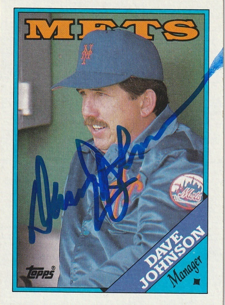 DAVEY JOHNSON NEW YORK METS  SIGNED 1988 TOPPS CARD #164