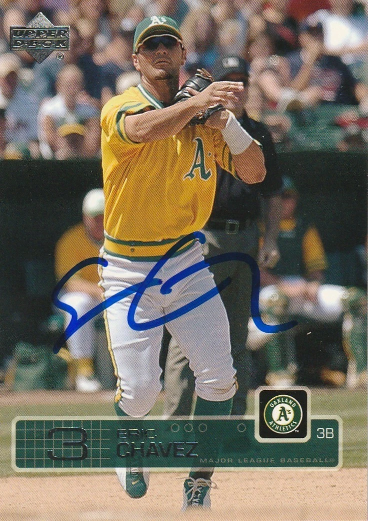 ERIC CHAVEZ OAKLAND A'S  SIGNED 2003 UPPER DECK CARD #38