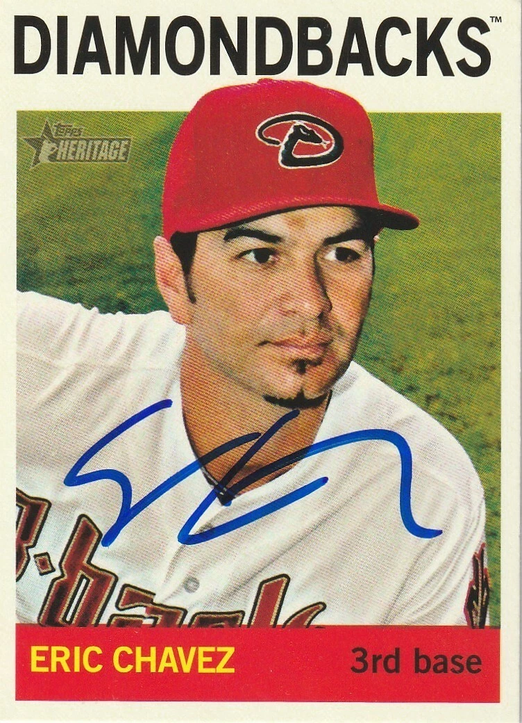 ERIC CHAVEZ ARIZONA DIAMONDBACKS  SIGNED 2013 TOPPS HERITAGE CARD #H520