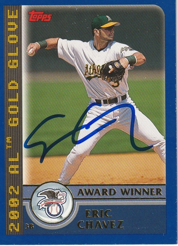 ERIC CHAVEZ OAKLAND A'S  SIGNED 2003 TOPPS CARD #689