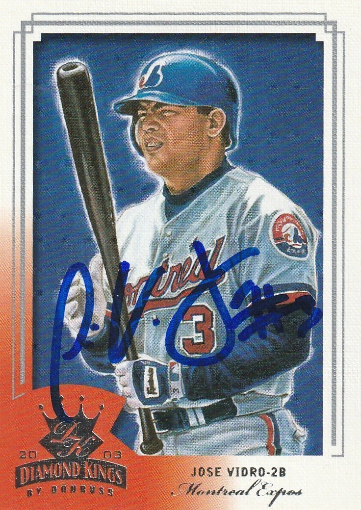 JOSE VIDRO MONTREAL EXPOS  SIGNED 2003 DONRUSS DIAMOND KINGS CARD #117