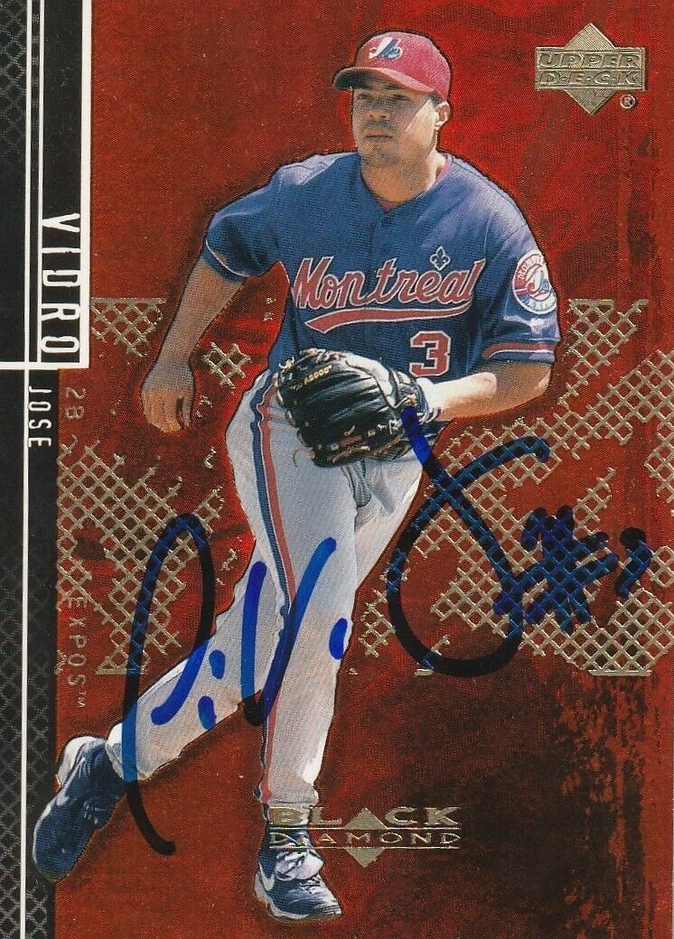 JOSE VIDRO MONTREAL EXPOS  SIGNED 2001 UPPER DECK BLACK DIAMOND CARD #64