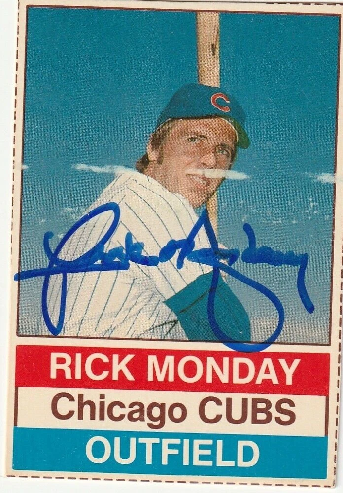 RICK MONDAY LOS ANGELES DODGERS  SIGNED 1976 HOSTESS CARD #80