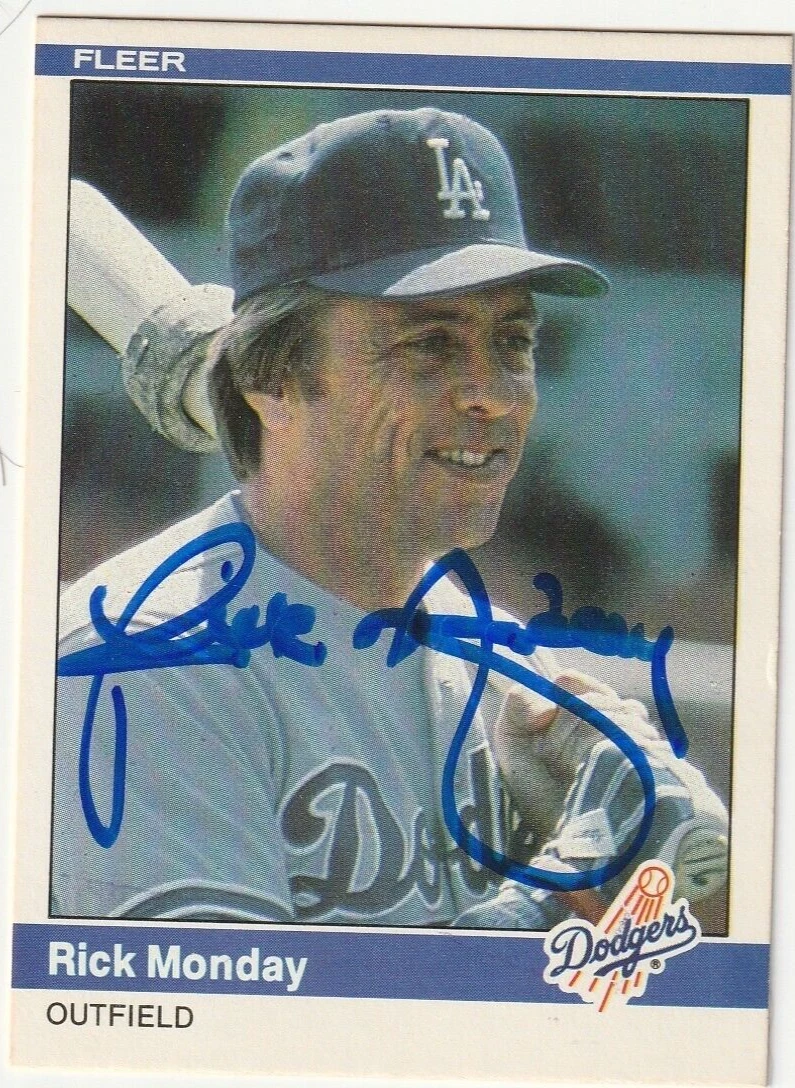 RICK MONDAY LOS ANGELES DODGERS  SIGNED 1984 FLEER CARD #106
