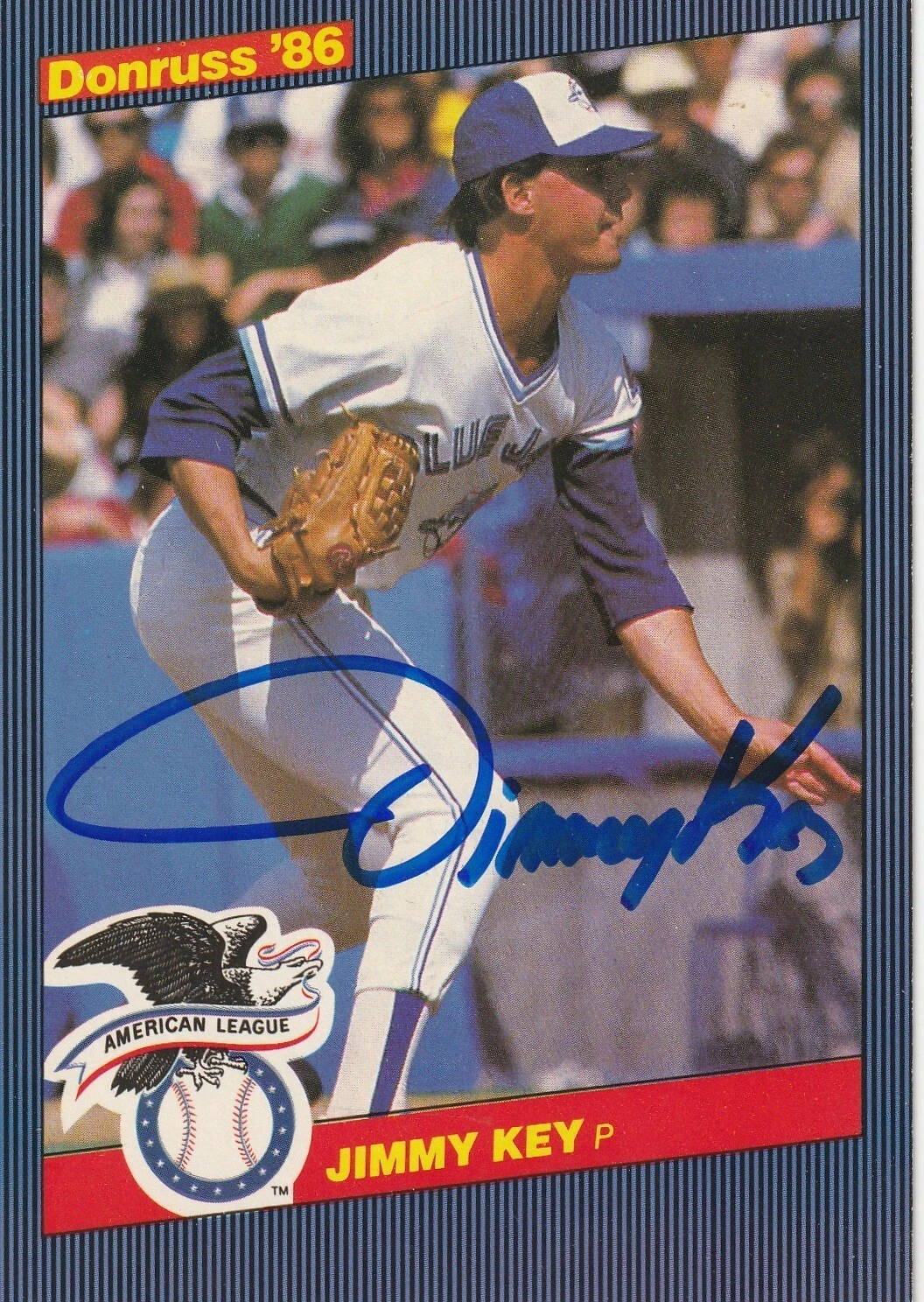 JIMMY KEY  TORONTO BLUE JAYS  SIGNED 1986 DONRUSS ACTION ALL-STARS CARD #53