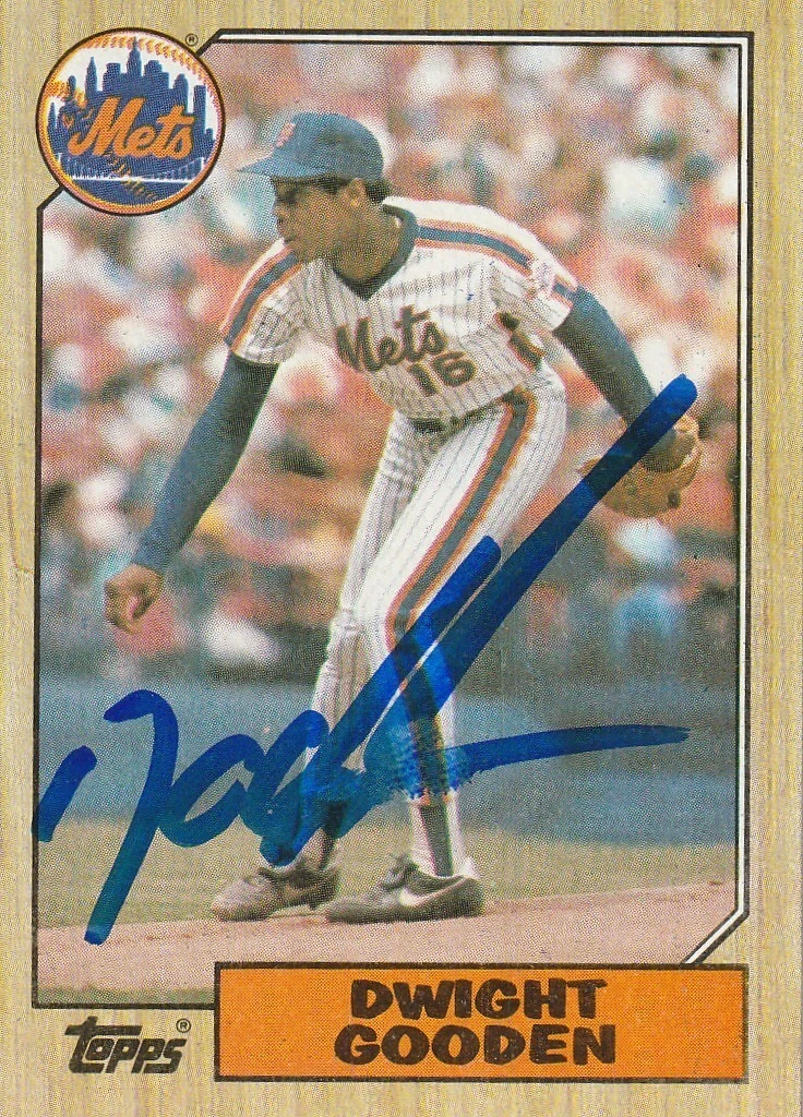 DWIGHT GOODEN NEW YORK METS  SIGNED 1987 TOPPS CARD #130