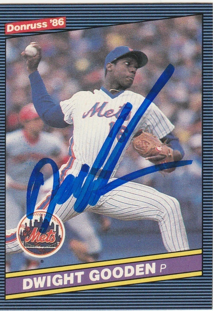 DWIGHT GOODEN NEW YORK METS  SIGNED 1986 DONRUSS CARD #75