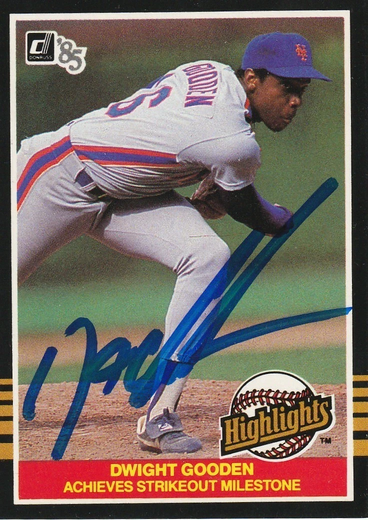 DWIGHT GOODEN NEW YORK METS  SIGNED 1985 DONRUSS HIGHLIGHTS CARD #33