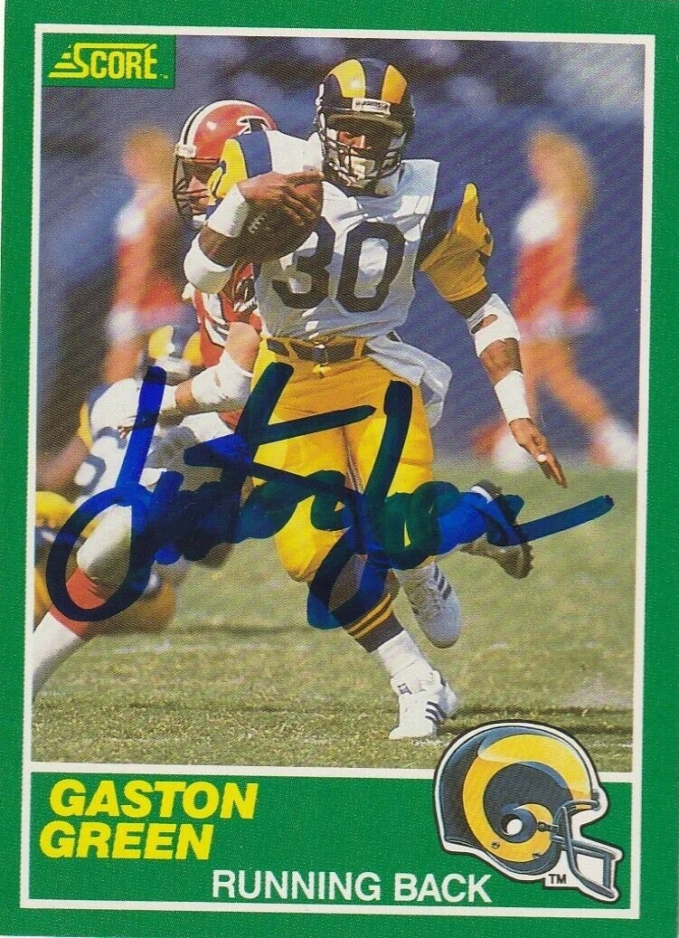 GASTON GREEN  LOS ANGELES RAMS  SIGNED 1989 SCORE CARD #235