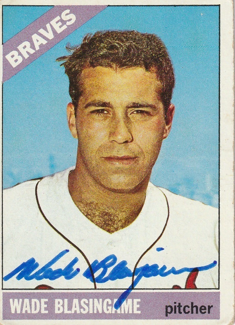 WADE BLASINGAME  MILWAUKEE BRAVES  SIGNED 1966 TOPPS BASEBALL CARD