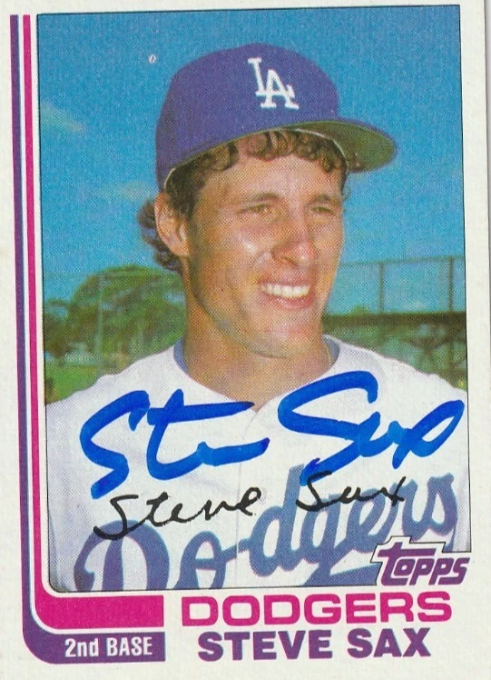 STEVE SAX LOS ANGELES DODGERS SIGNED 1982 TOPPS TRADED CARD #103T