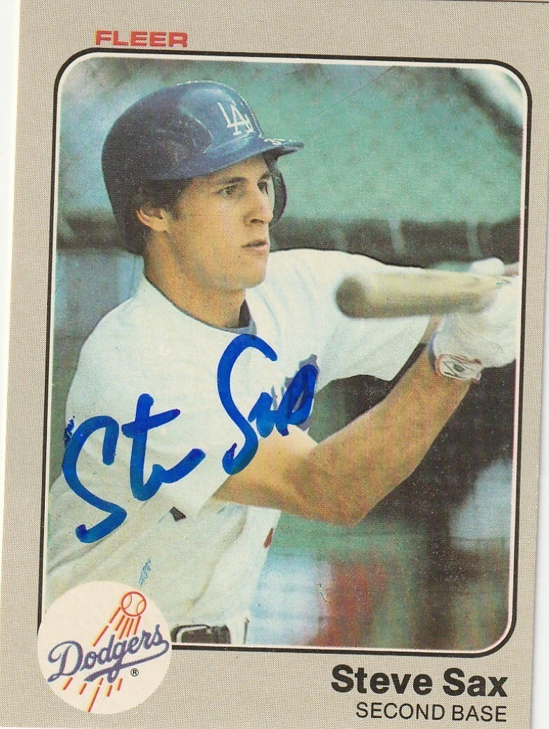 STEVE SAX LOS ANGELES DODGERS  SIGNED 1983 FLEER CARD #220