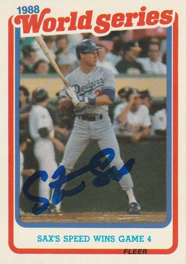 STEVE SAX LOS ANGELES DODGERS  SIGNED 1989 FLEER CARD #9