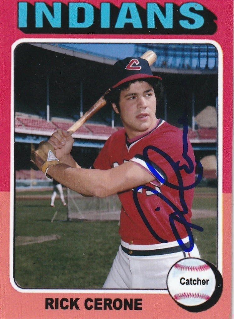 RICK CERONE CLEVELAND INDIANS  SIGNED 1975 STYLE CUSTOM CARD