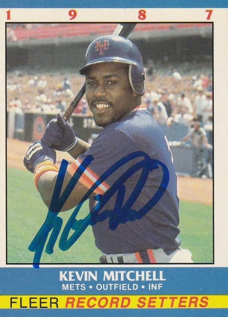 KEVIN MITCHELL NEW YORK METS SIGNED 1987 FLEER RECORD SETTERS CARD #21