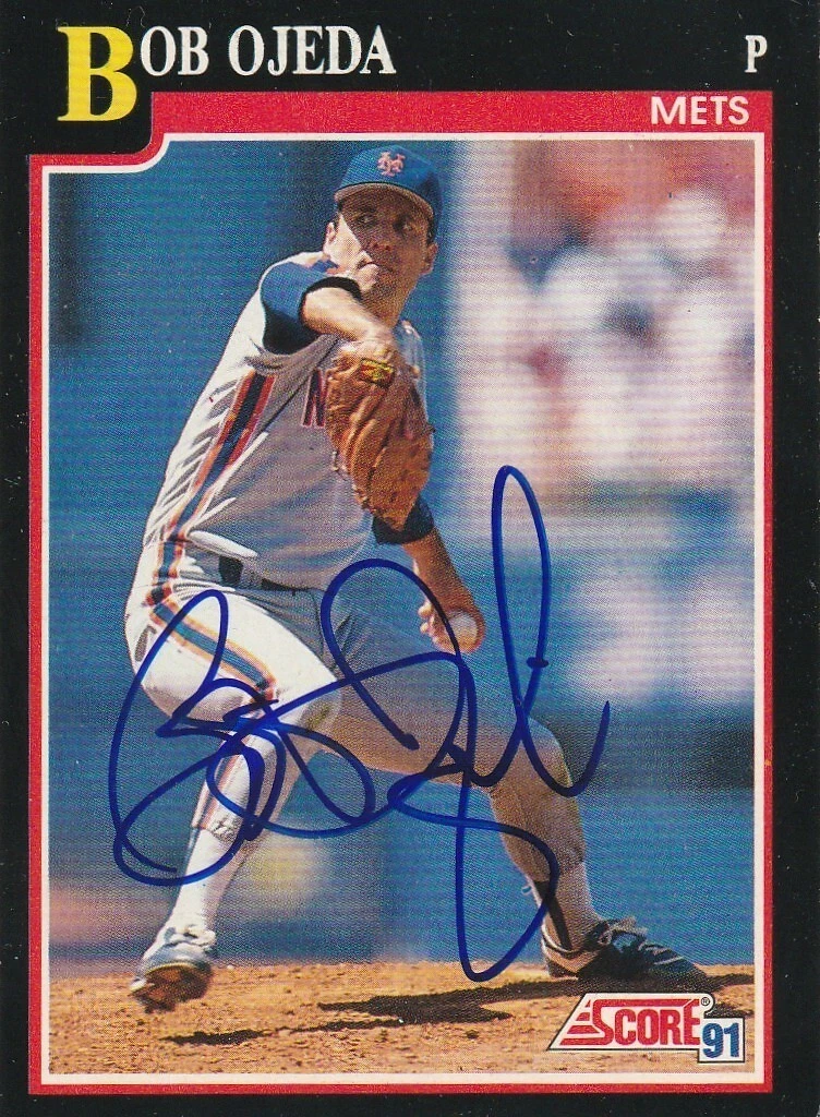 BOB OJEDA NEW YORK METS  SIGNED 1991 SCORE CARD #321