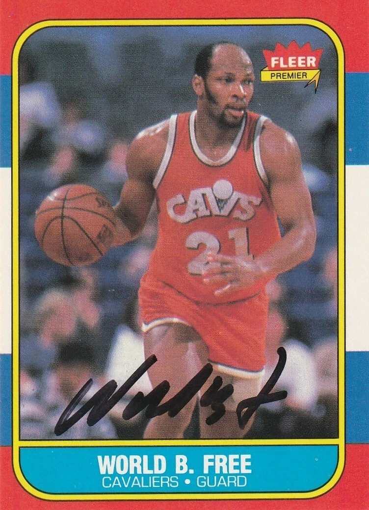 WORLD B. FREE  CLEVELAND CAVALIERS  SIGNED 1986 FLEER CARD #35