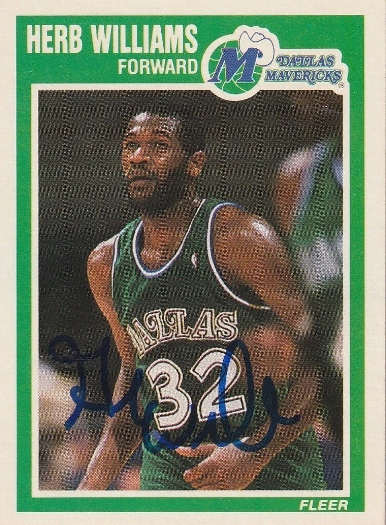 HERB WILLIAMS DALLAS MAVERICKS  SIGNED 1989 FLEER CARD #37