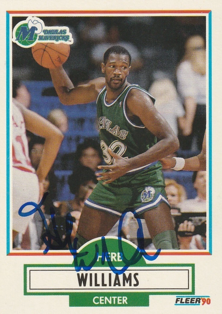 HERB WILLIAMS DALLAS MAVERICKS  SIGNED 1990 FLEER CARD #45