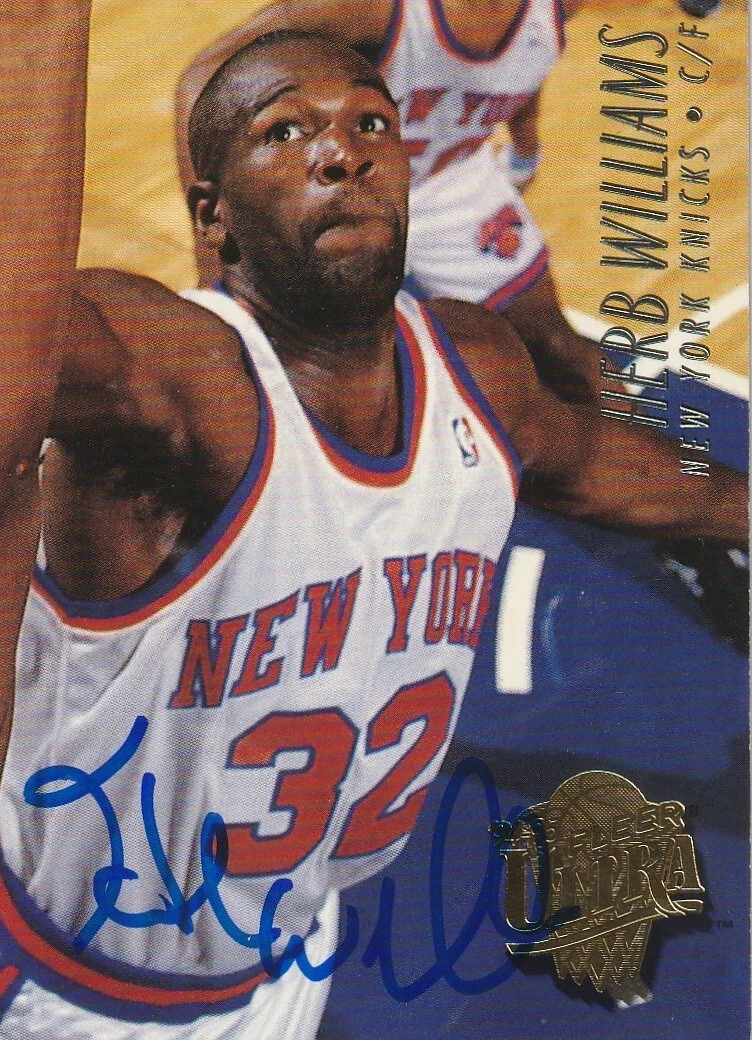 HERB WILLIAMS NEW YORK KNICKS  SIGNED 1994 FLEER ULTRA CARD #300