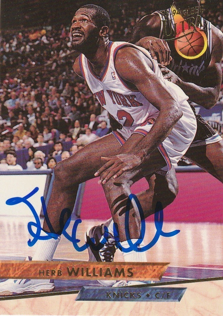 HERB WILLIAMS NEW YORK KNICKS  SIGNED 1993 FLEER ULTRA CARD #303