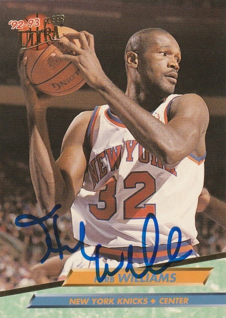 HERB WILLIAMS NEW YORK KNICKS  SIGNED 1992 FLEER ULTRA CARD #324