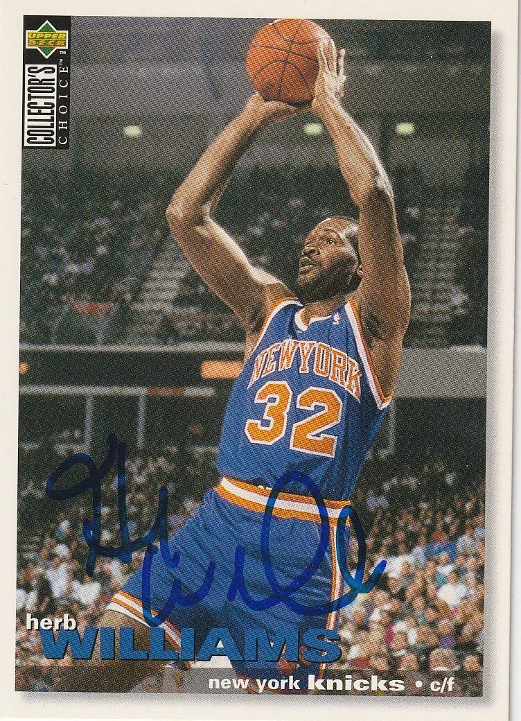 HERB WILLIAMS NEW YORK KNICKS SIGNED 1995 UPPER DECK COLLECTORS CHOICE CARD #84
