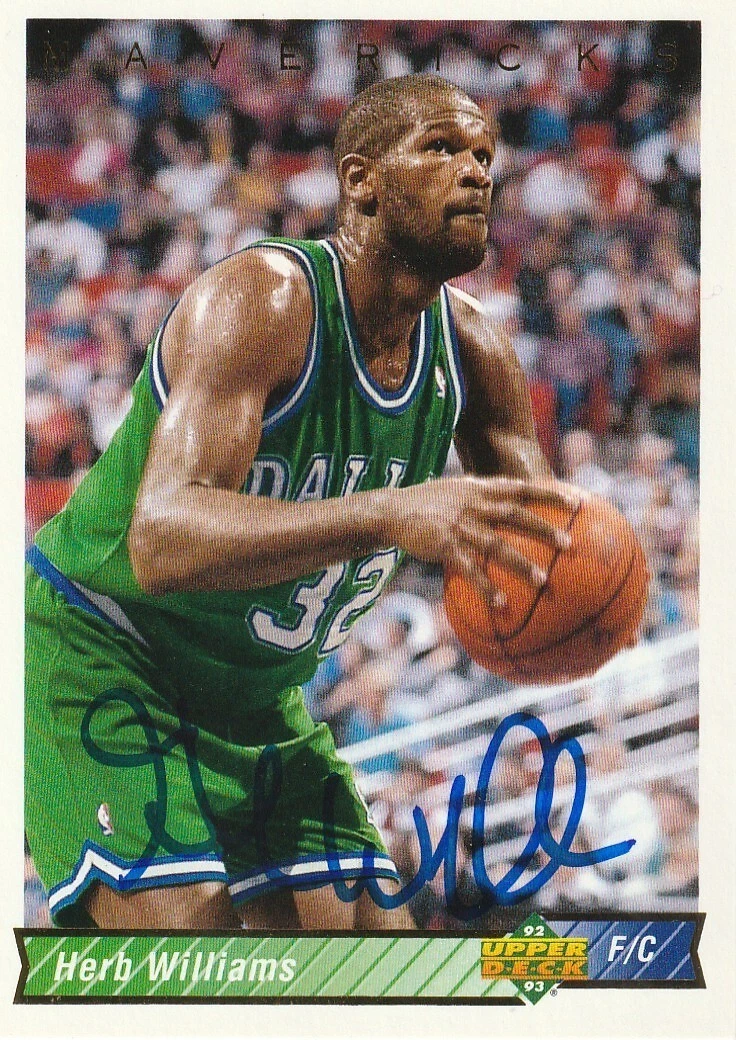 HERB WILLIAMS DALLAS MAVERICKS SIGNED 1992 UPPER DECK CARD #213