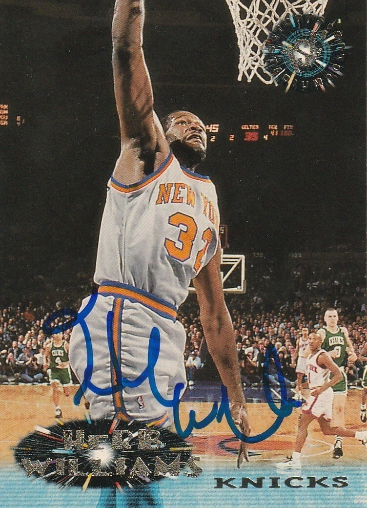 HERB WILLIAMS NEW YORK KNICKS SIGNED 1995 TOPPS STADIUM CARD #174