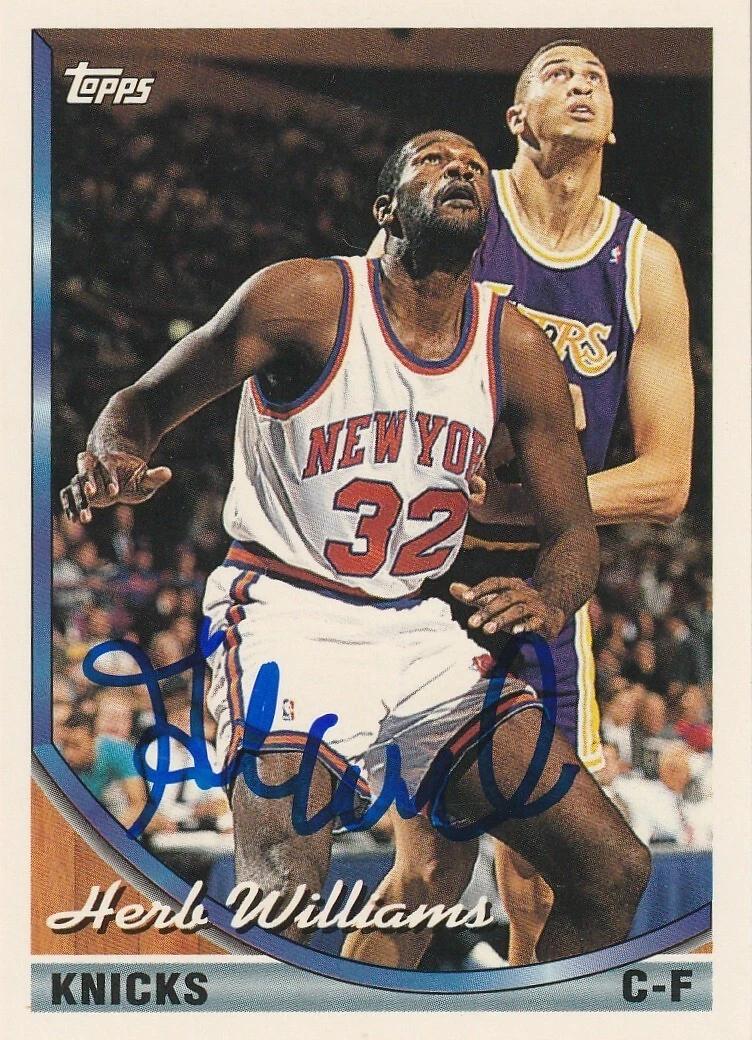 HERB WILLIAMS NEW YORK KNICKS SIGNED 1993 TOPPS CARD #278