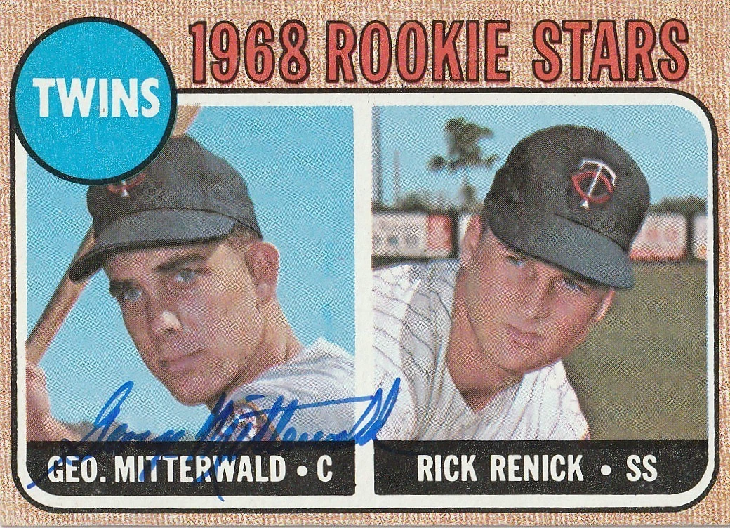 GEORGE MITTERWALD MINNESOTA TWINS  SIGNED 1968 TOPPS CARD #301