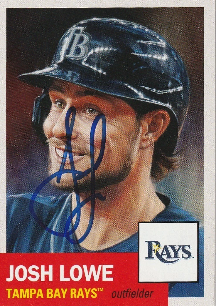 JOSH LOWE TAMPA BAY RAYS  SIGNED 2023 TOPPS LIVING SET CARD #679