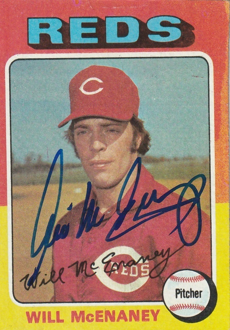 WILL MCENANEY CINCINNATI REDS SIGNED 1975 TOPPS CARD #481