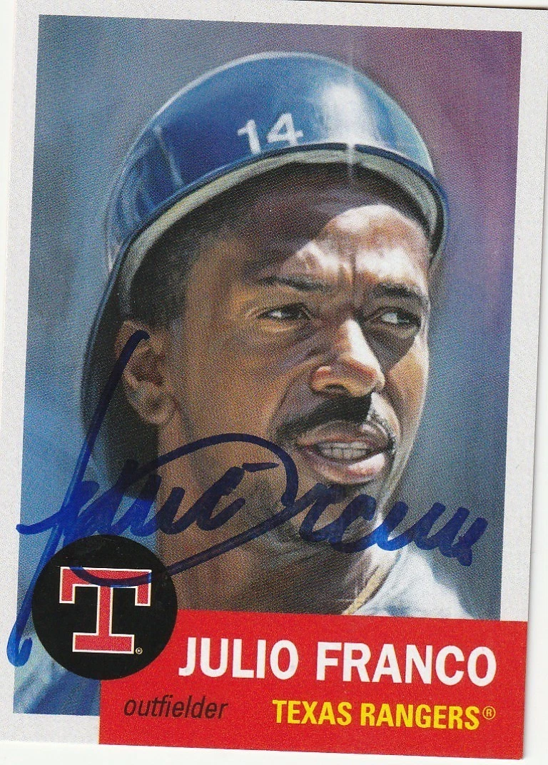 JULIO FRANCO TEXAS RANGERS  SIGNED 2021 TOPPS LIVING SET CARD #443