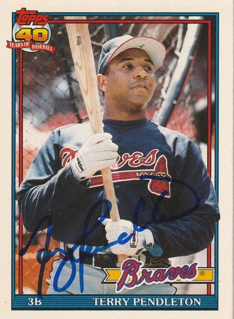 TERRY PENDLETON ATLANTA BRAVES SIGNED 1991 TOPPS TRADED CARD #90T