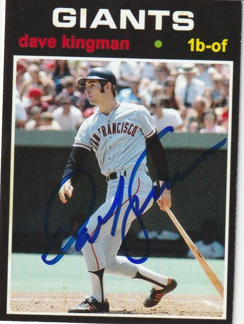 DAVE KINGMAN  SAN FRANCISCO GIANTS  SIGNED 1971 TOPPS CUSTOM CARD